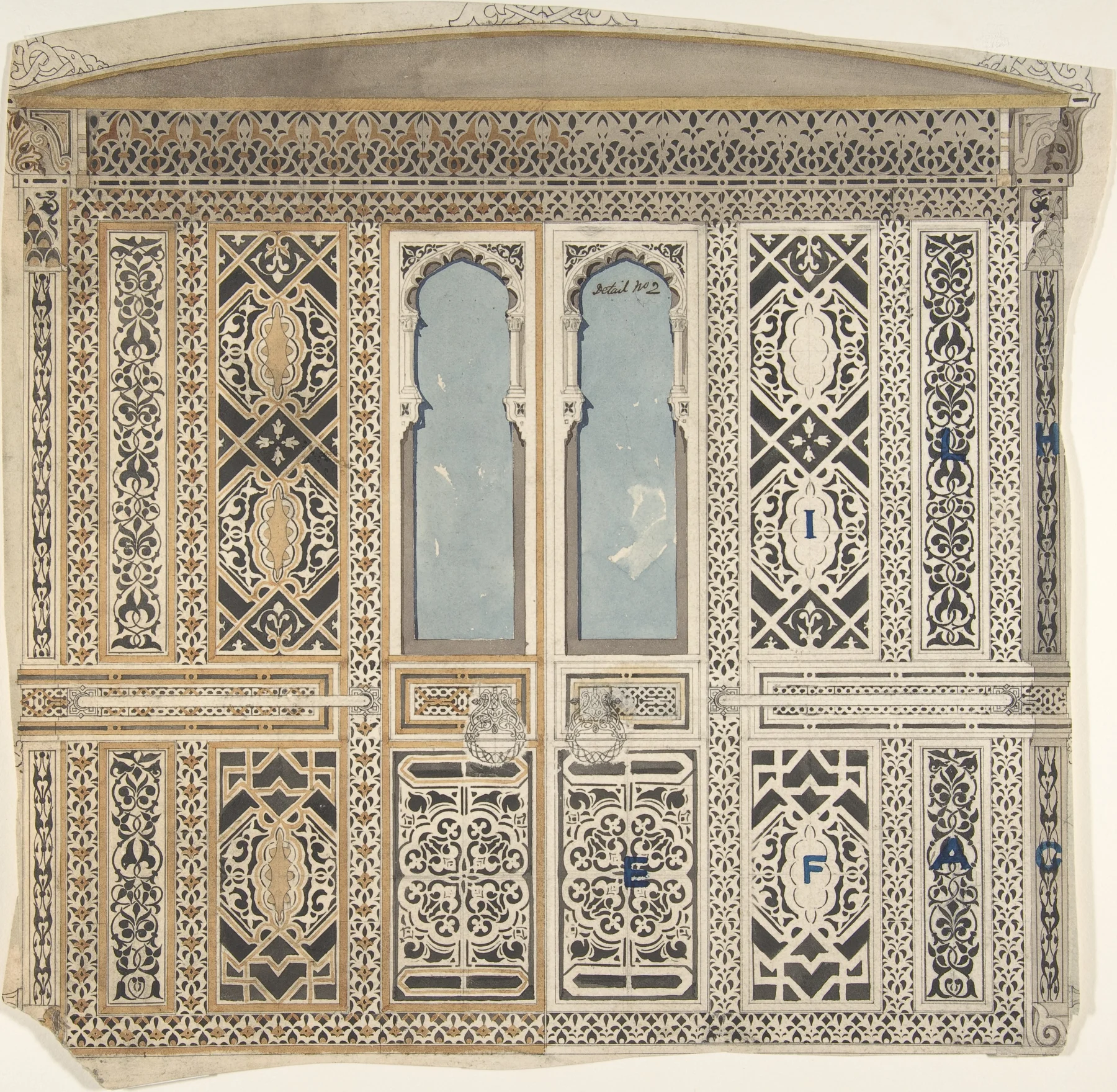 Historical image titled Moorish Wall Elevation.
