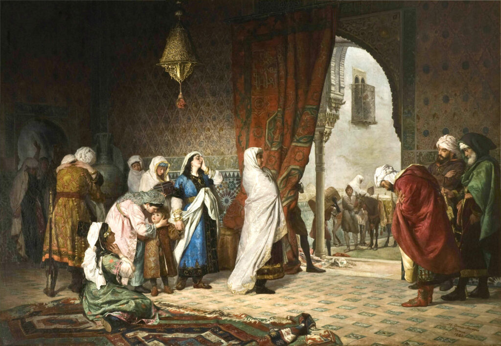 Boabdil and his family leaving the Alhambra after the fall of Granada in a nineteenth-century painting.