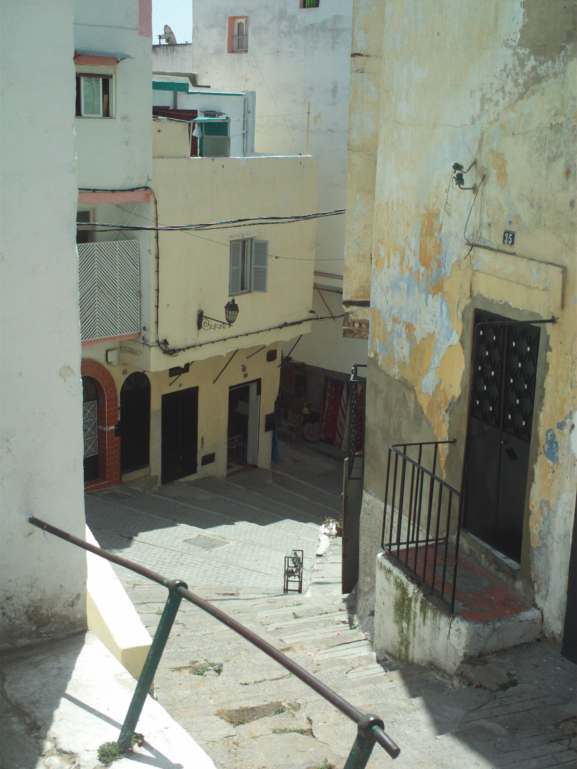 A lane descending through the medina of Tangier.