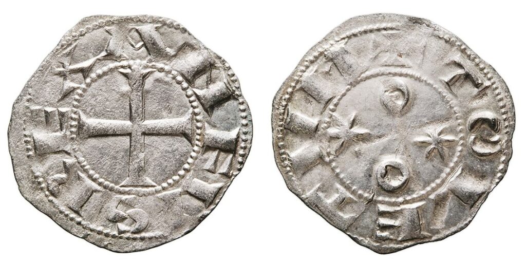 Silver-rich billon dinero from the reign of Alfonso VI.