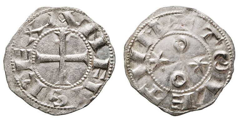 Silver-rich billon dinero from the reign of Alfonso VI.