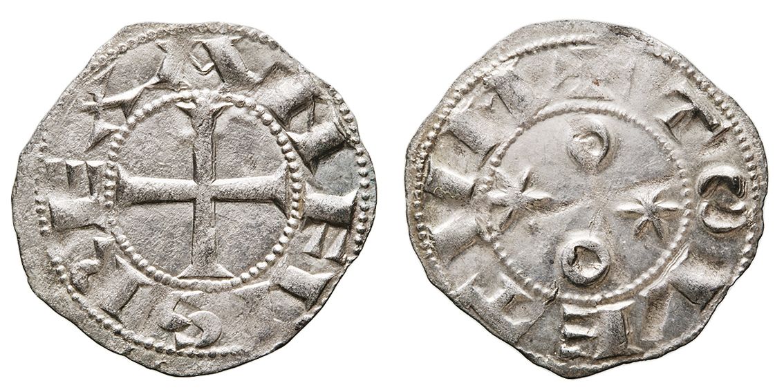 Silver-rich billon dinero from the reign of Alfonso VI.