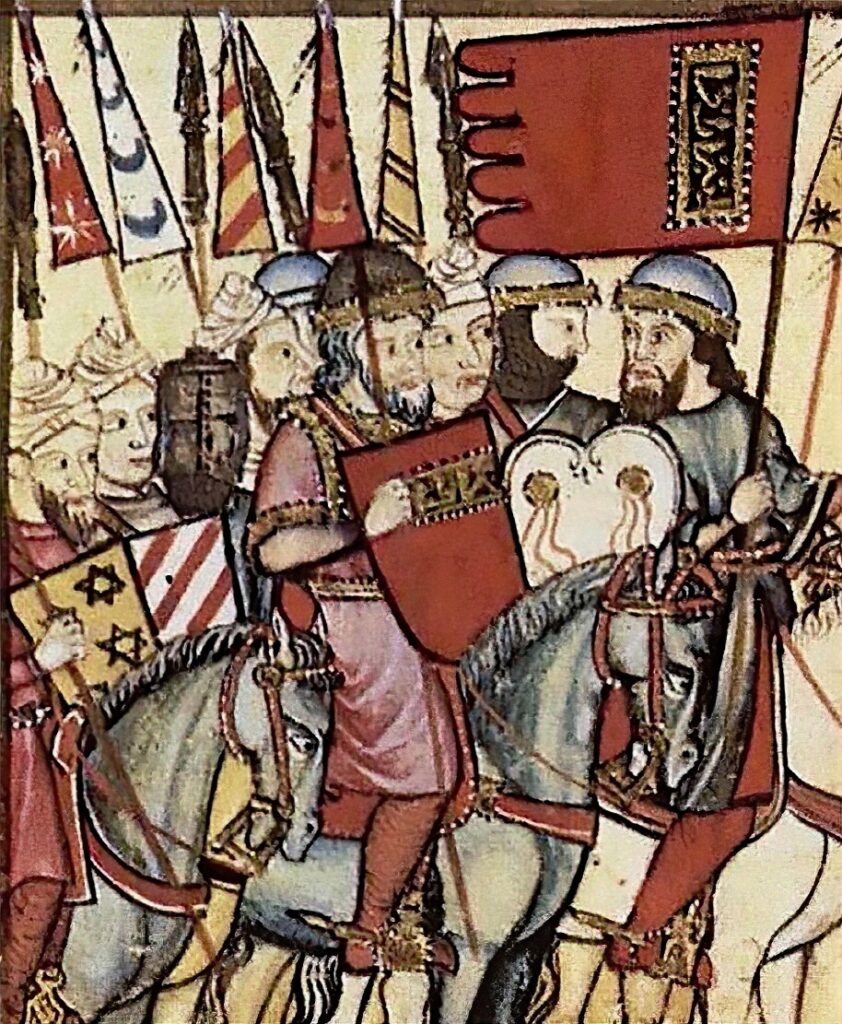Medieval depiction of Muhammad I of Granada leading troops.