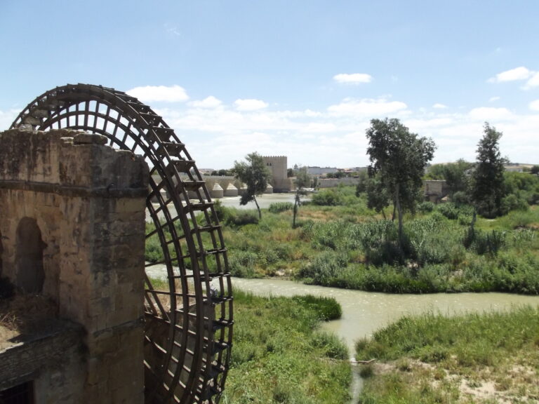 The Albolafia watermill and river landscape in Cordoba.