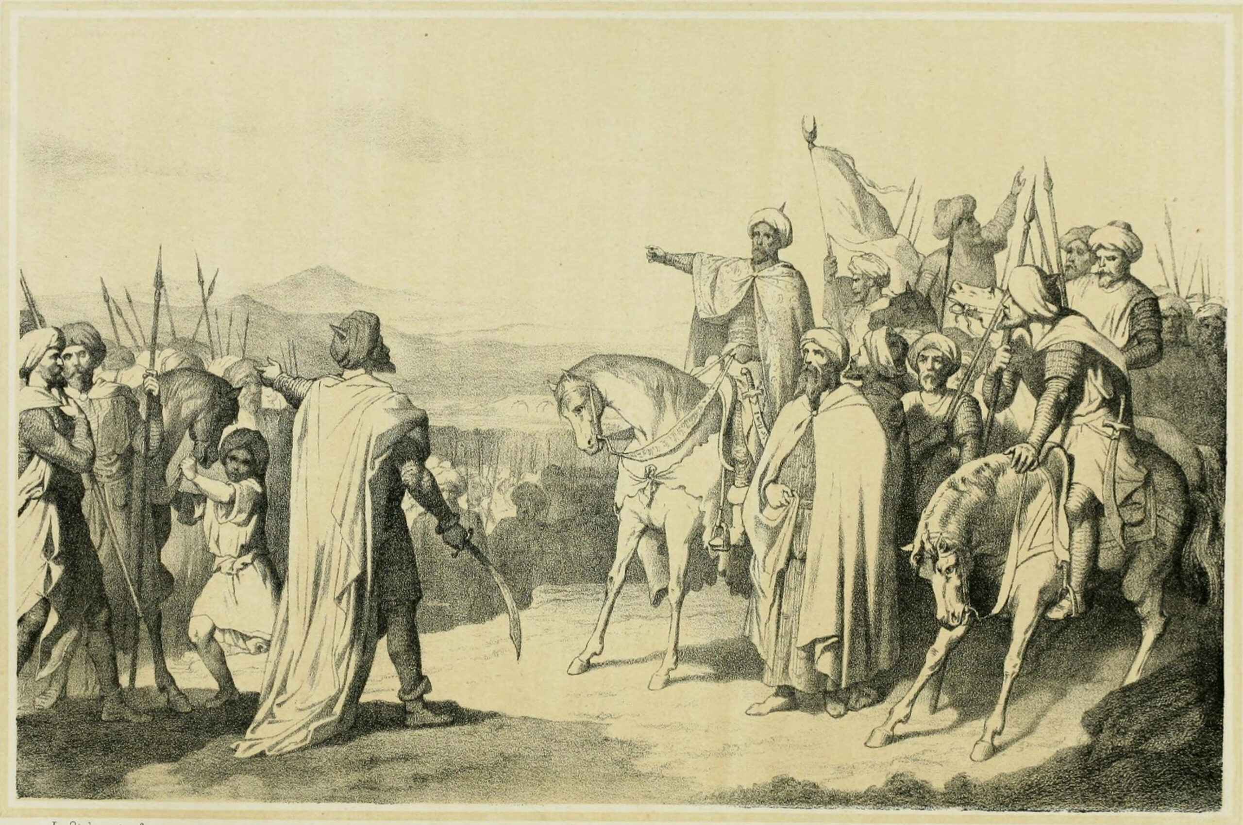 Nineteenth-century historical illustration of Almanzor in Madrid.