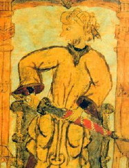 European miniature depicting Tariq ibn Ziyad.